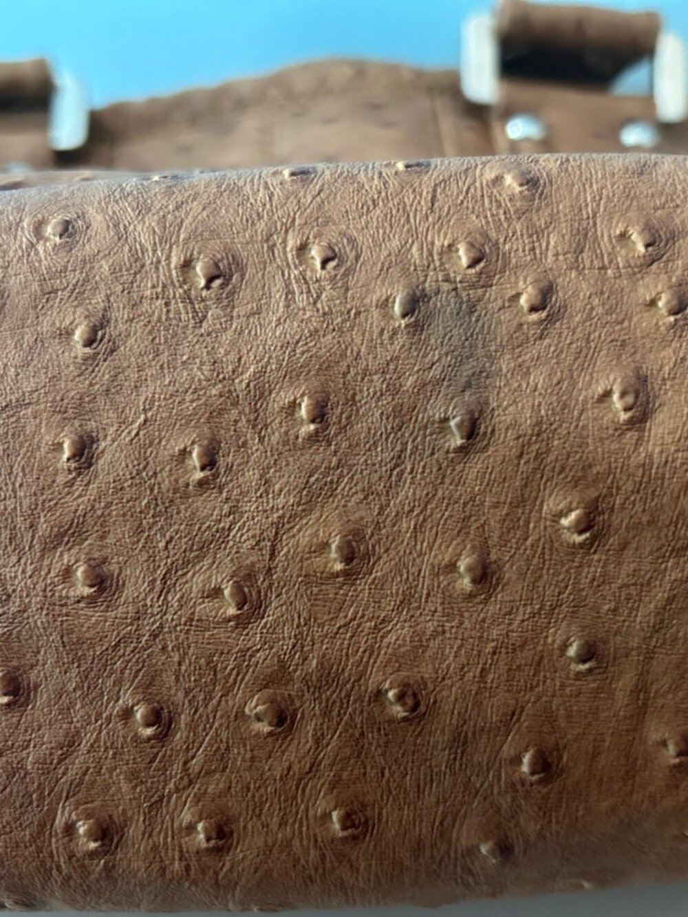 Guess Vintage Y2K Ostrich Embossed Faux Leather Satchel Purse Cognac Brown - Picture 14 of 14